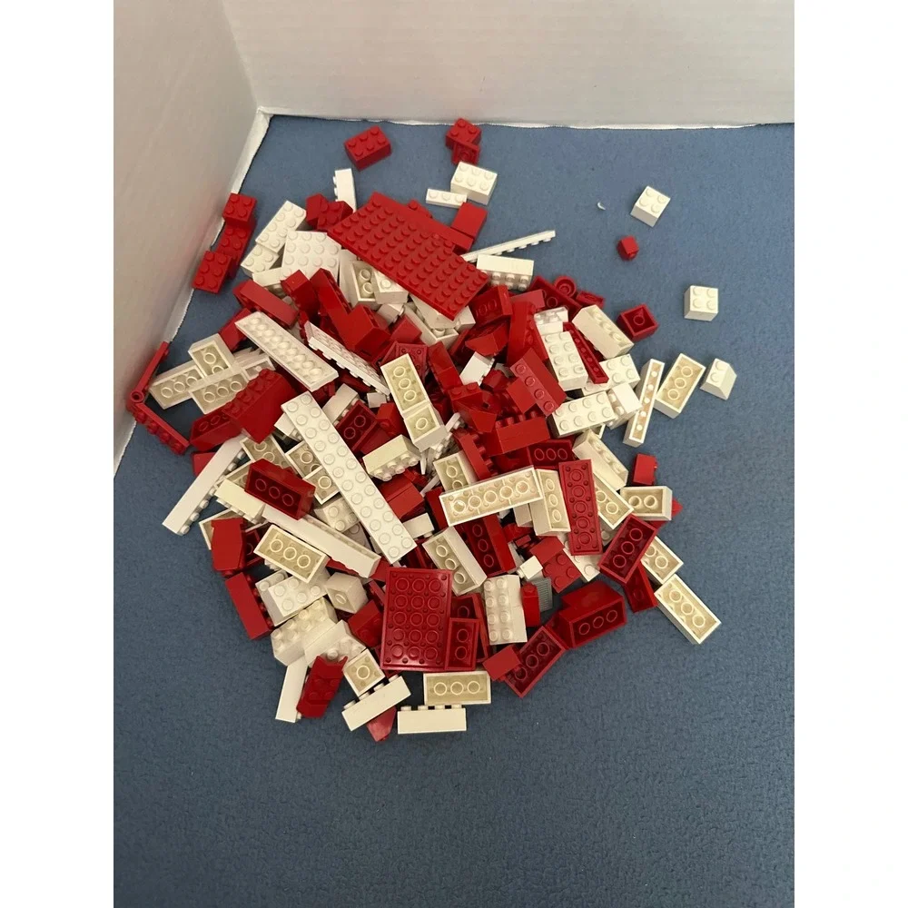 LEGO Bulk Bricks 1lb Mixed Lot Red and White Building Pieces Plates Parts